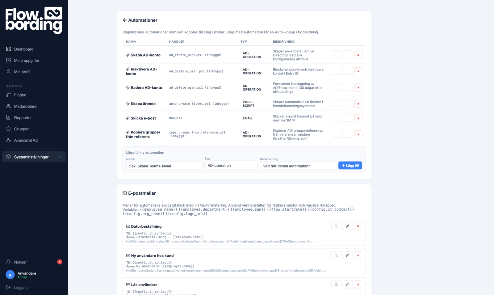 Flowbording automationer